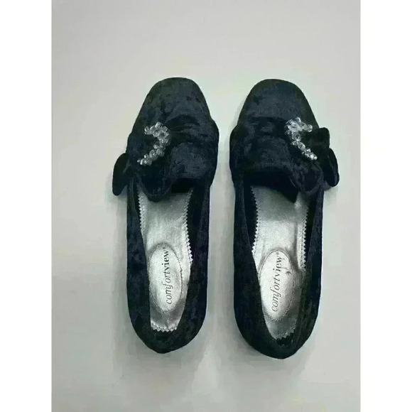 Comfortview/Corrina Shoes - COPY - ComfortView 7.5 Black Crushed Velvet & Rhinestone Loafers
